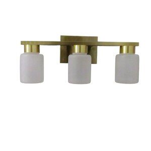 Bath Vanity Wall Mount Light Fixture Gold 3 Light White Frosted Globe